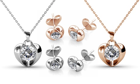 Orecchini, braccialetto o collana con pendente disponibili in 2 colori venduti in set o separati