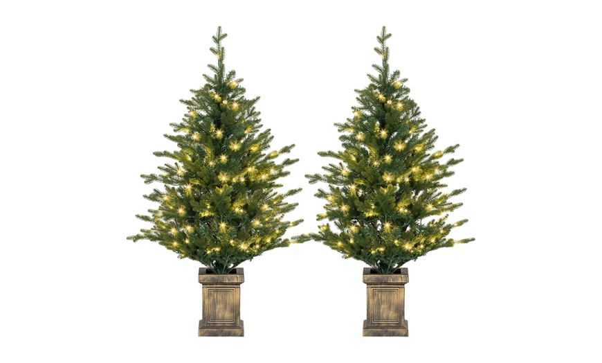 Image 3: HOMCOM 4ft Artificial Christmas Trees with Lights