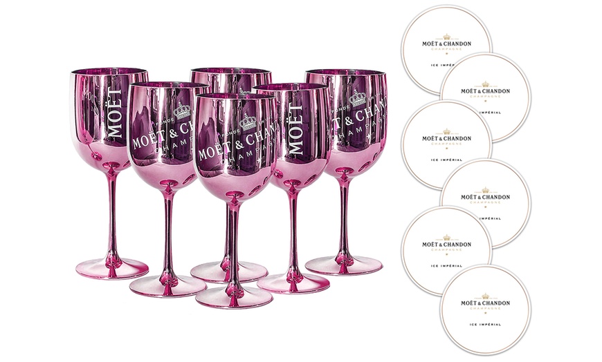 Image 7: Moet Glasses with Coasters