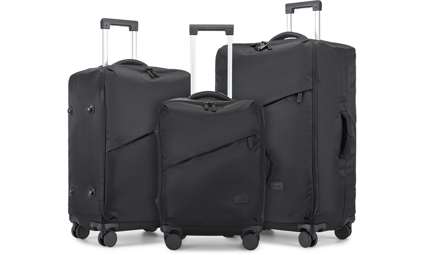 Image 2: KONO Lightweight Soft Shell Suitcase Set TSA Lock Wet/Dey Compartment