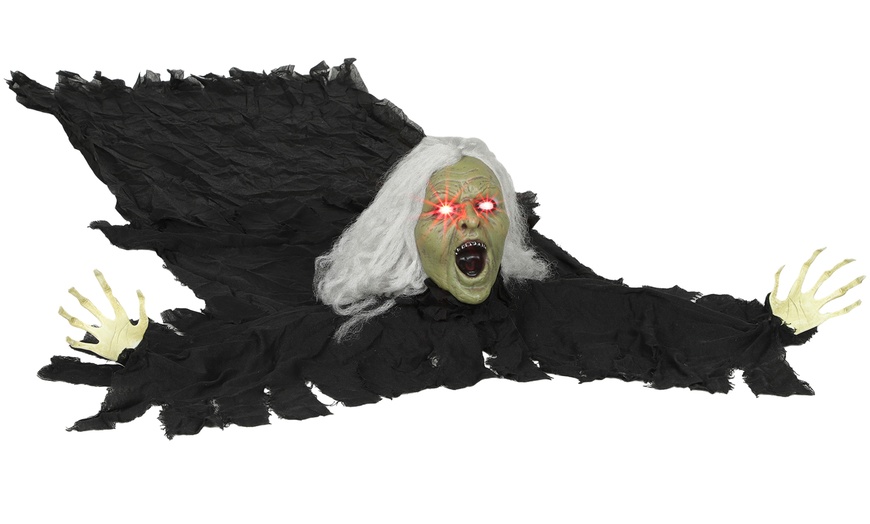 Image 2: Outsunny Voice Activated Halloween Animatronics Witch