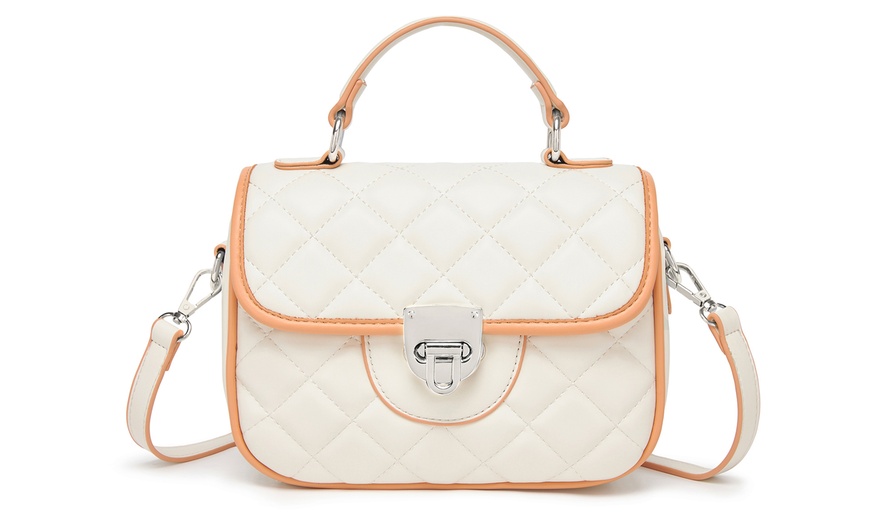 Image 2: Miss Lulu Practical Quilted PU Leather Crossbody Handbag