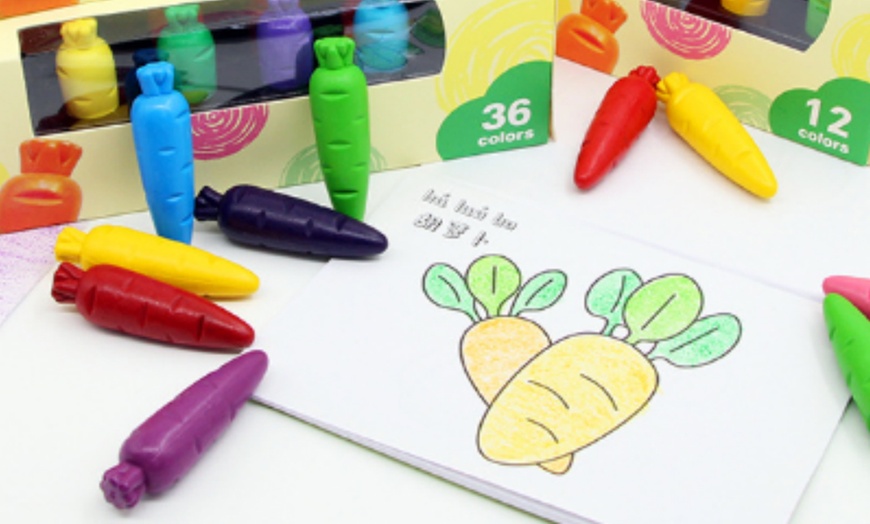 Image 1: Upto 36 Pack of No-dirty-hands Children's Carrot Crayons