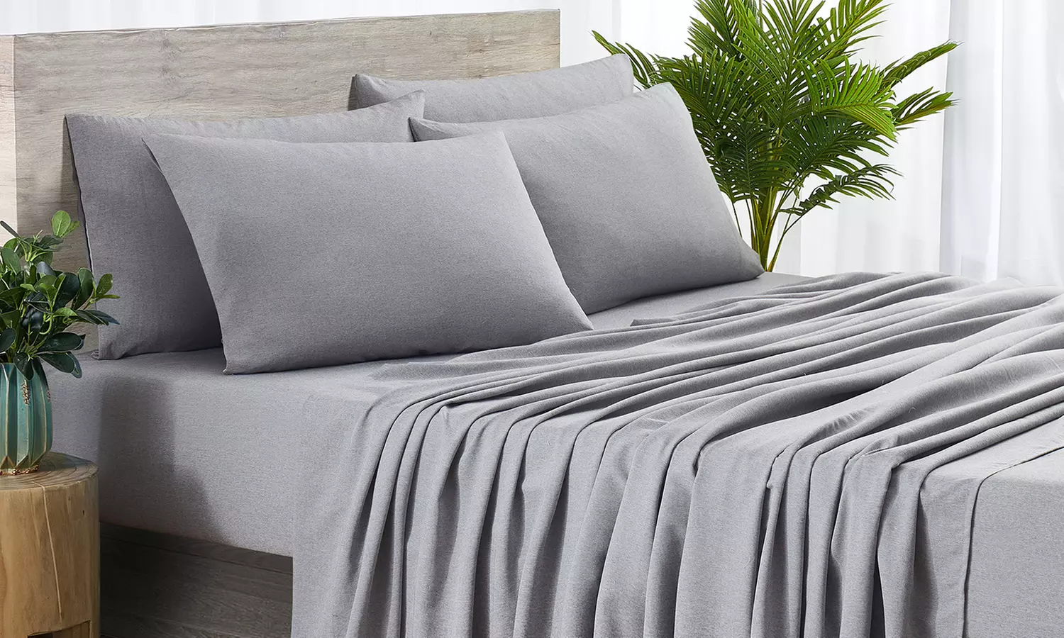 Bamboo 2000 Thread Count 6-Piece Chambray Heathered Sheet Set with SnugGrip