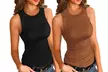 2Pack Women Sleeveless Basic Slim Knit Ribbed Tank Tops - Second Medium
