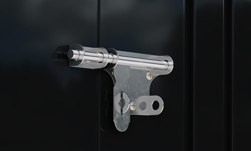 Image 4: Lockable Metal Storage Shed with Sloped Roof Design