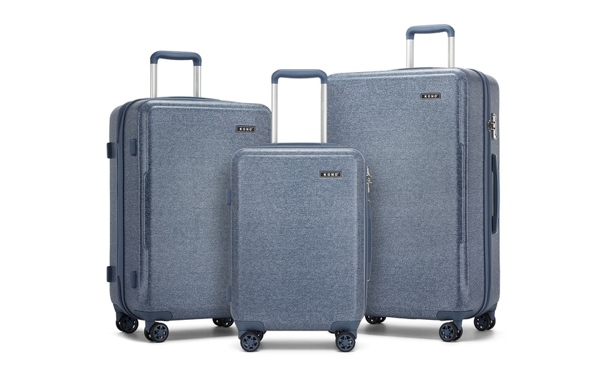 Image 1: KONO One or Three Piece Hard Shell ABS+PC Luggage Denim Blue 