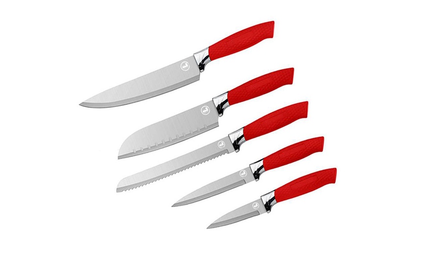 Image 7: Five-Piece Stainless Steel Kitchen Knife Set