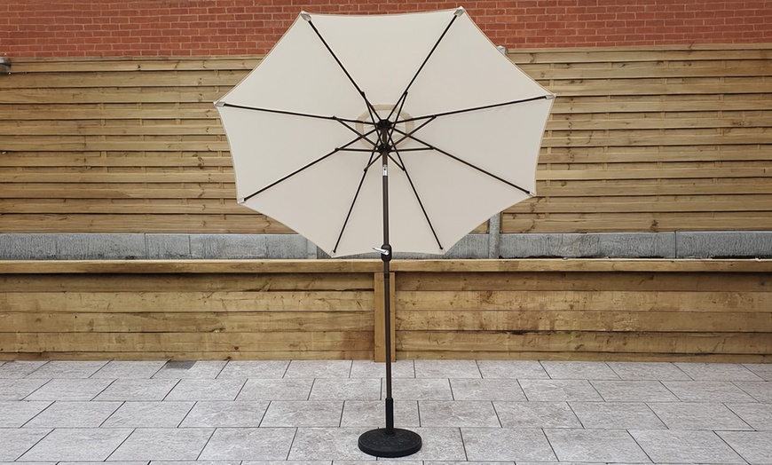 Image 6: Phoenix 2.5m Table Parasol in Beige with Base