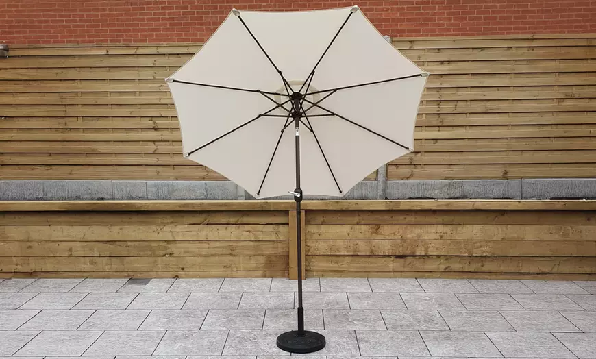 Image 6: Phoenix 2.5m Table Parasol in Beige with Base