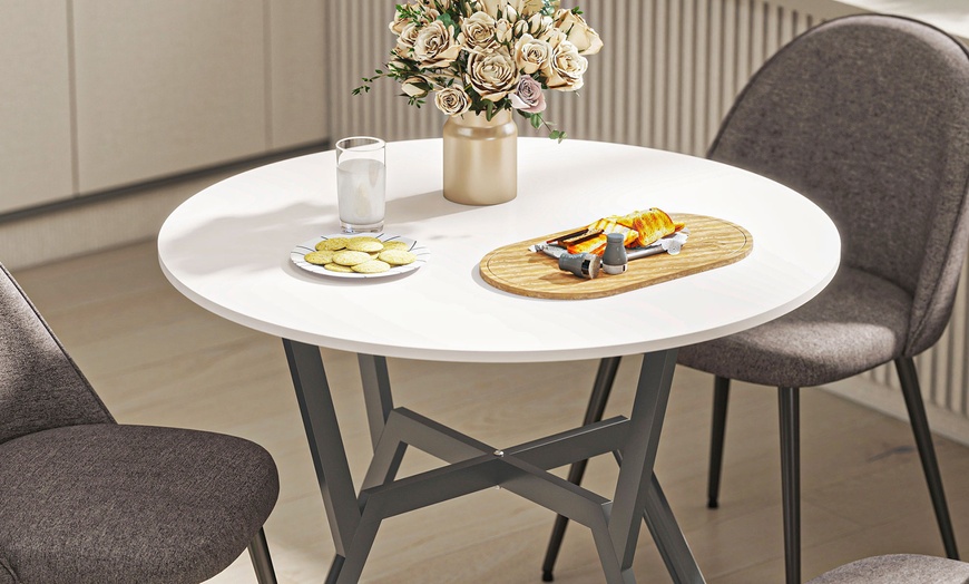 Image 11: Small Kitchen Table with Black Steel Legs, Dining Table