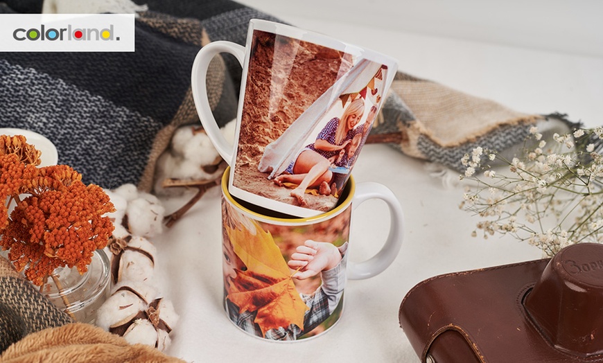 Image 1: Mugs photo personnalisés - Latte, Colorés ou Magic, avec Colorland