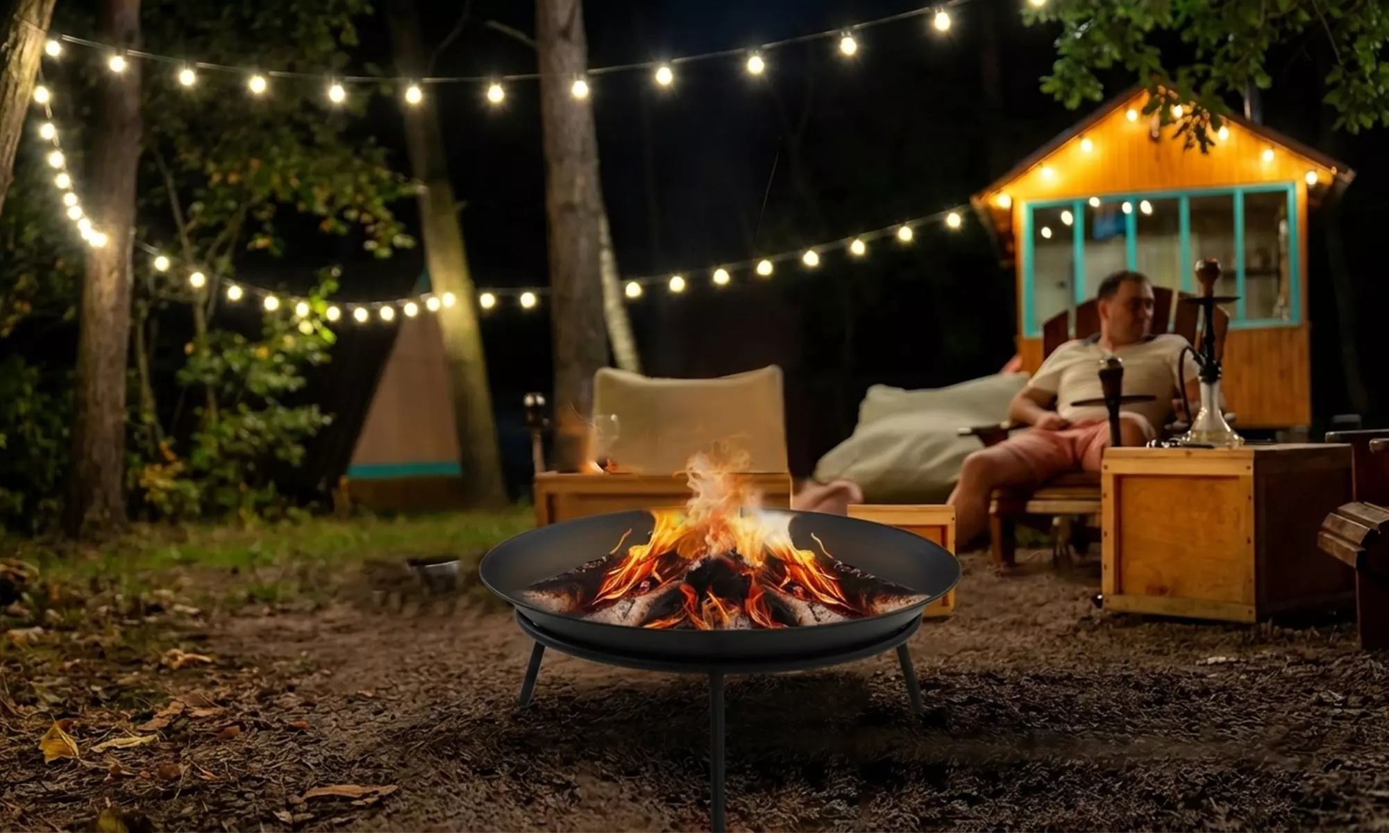 Outsunny Portable Metal Fire Pit - Compact Outdoor Garden Fire Bowl