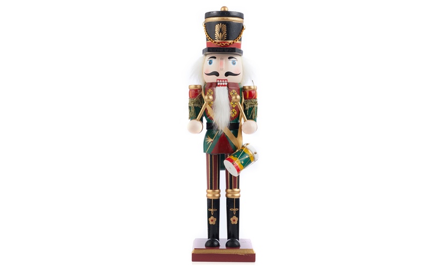 Image 5: Living And Home Wooden Nutcracker Soldier Figurine Christmas Ornament