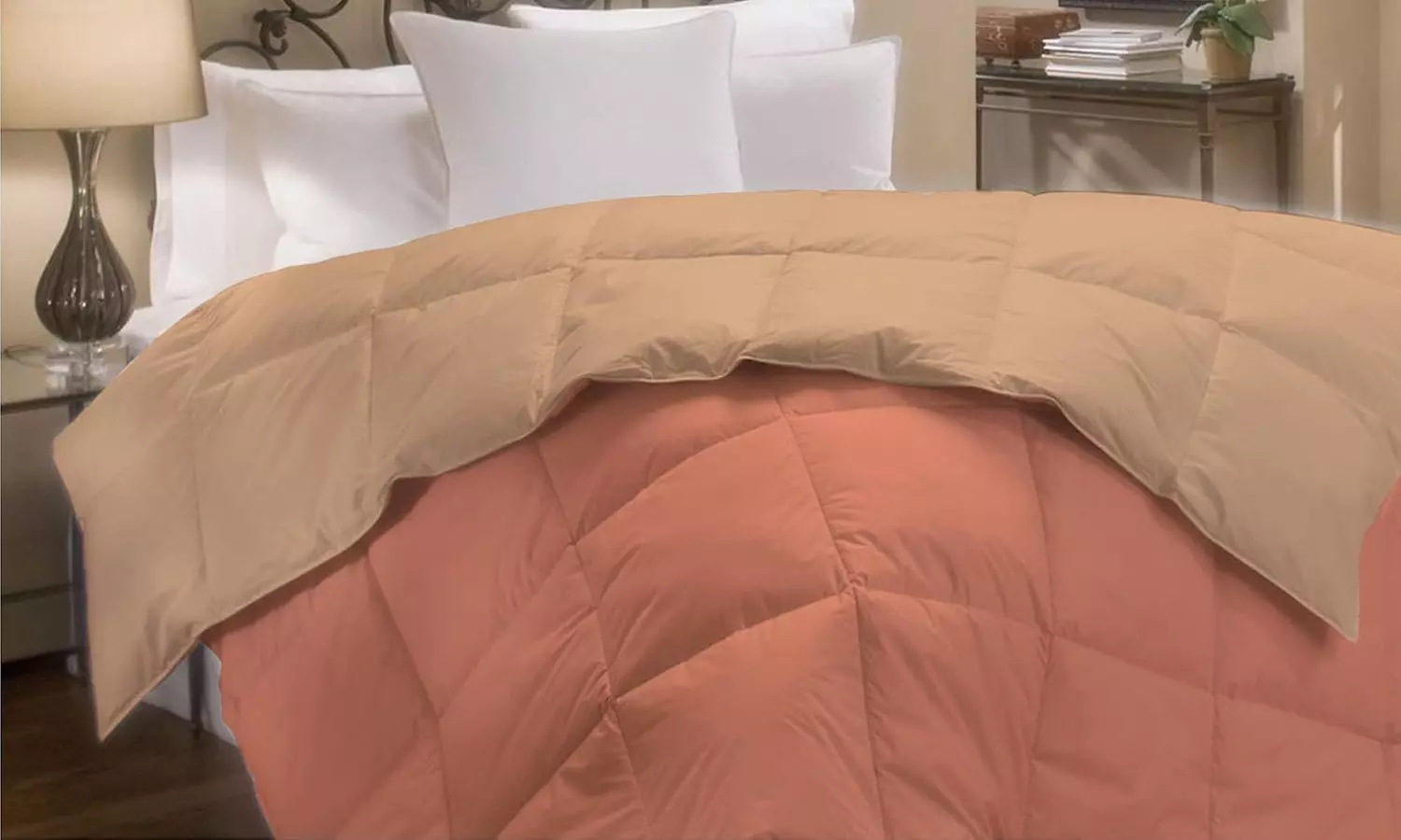 Piumino invernale in vera piuma d'oca bicolore