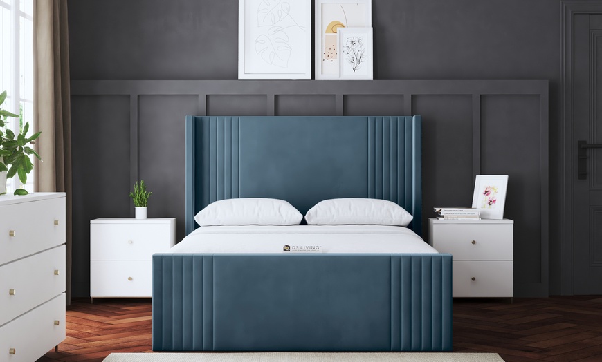 Image 17: Elara Winged Panel Bed in Various Sizes and Colours
