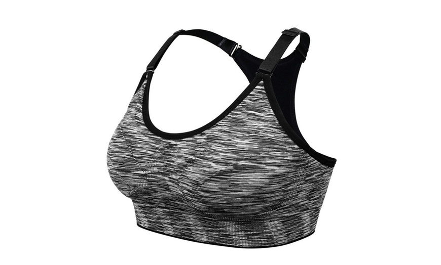 Image 10: 1-3 Pack Women Racerback Sports Bras Space Dye Seamless Stretchy Removable Pads
