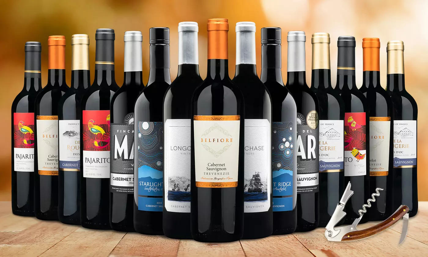 As Low as $4.50/Bottle – 6, 12, or 15 Bottles of Cabernet Sauvignon with a Waiter's Corkscrew (Up to 76% Off) - Primary Image