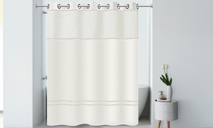 Image 11: Clearance Hookless Quick-Fit Shower Curtain