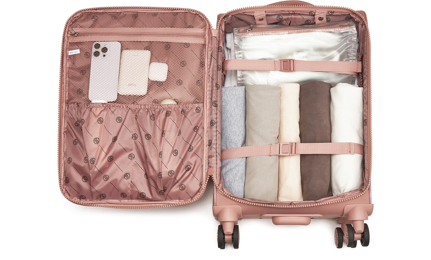 Image 26: Kono 20 inch Women's Lightweight Softshell Suitcase 32L Travel Case