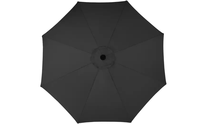 Image 30: Large 3m Black Rotating Outdoor Parasol with Multiple Base Styles