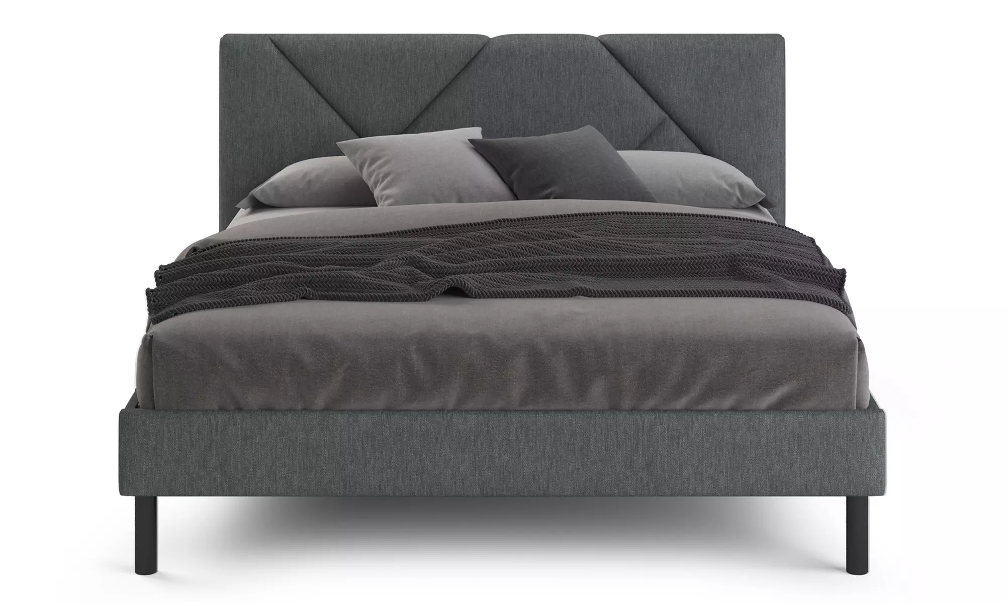 Lit design rembourré "Ric" avec rangement intelligent