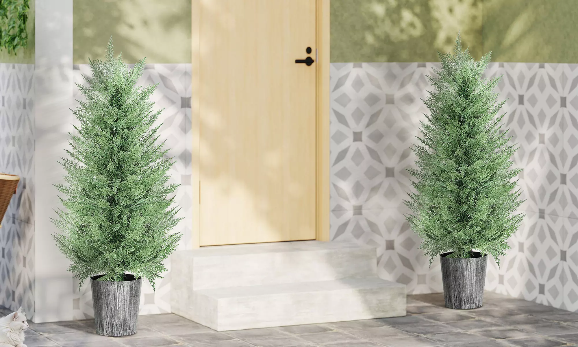 Set of Two HomCom Artificial Cypress Trees