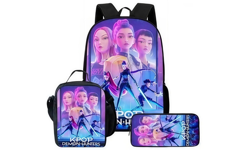 Image 8: KPop Demon Hunters Inspired Backpack Set 