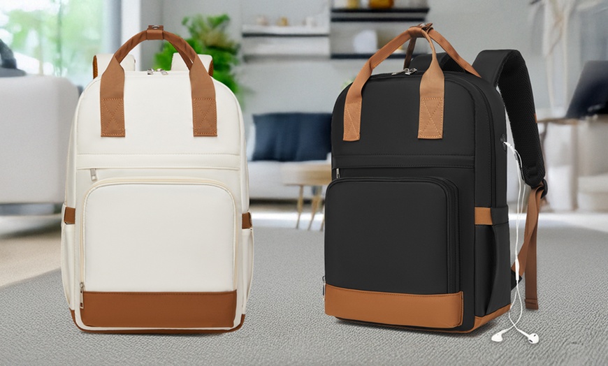 Image 1: Kono Casual Contemporary Backpack w/ Laptop Sleeve Daypack School Bag