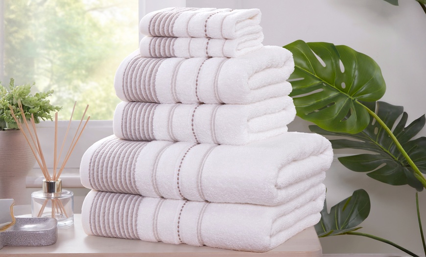 Image 5: Dakota 6-Piece Towel Bale - 500gsm Cotton, Soft, Striped Design