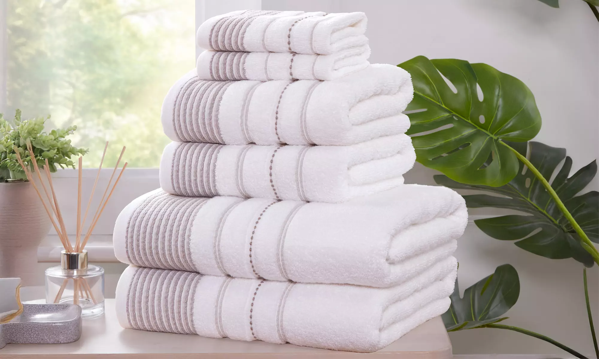 Dakota 6-Piece Towel Bale - 500gsm Cotton, Soft, Striped Design