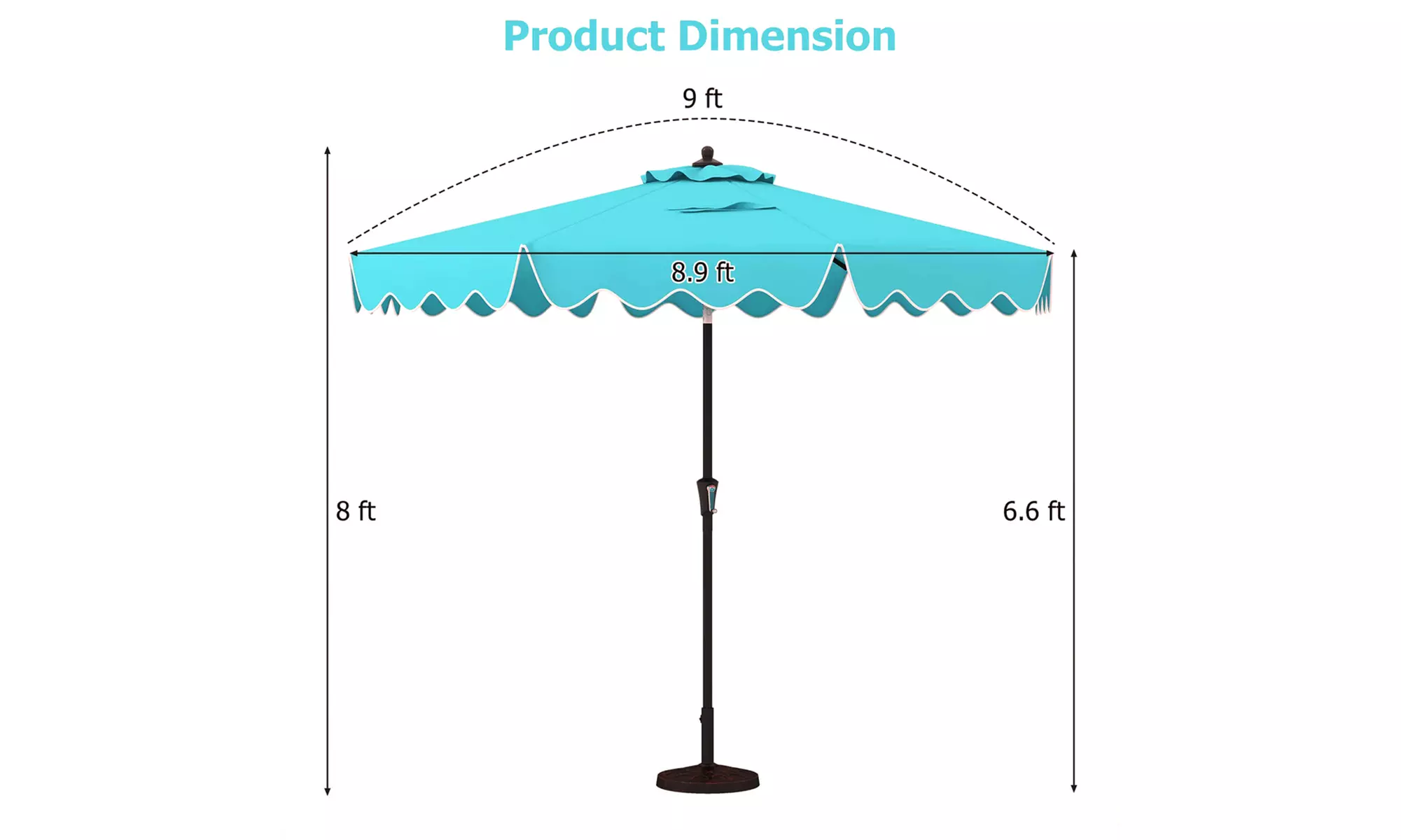 Costway 9 ft Patio Umbrella Two-Tier Market Table Umbrella Sun-Protective Canopy