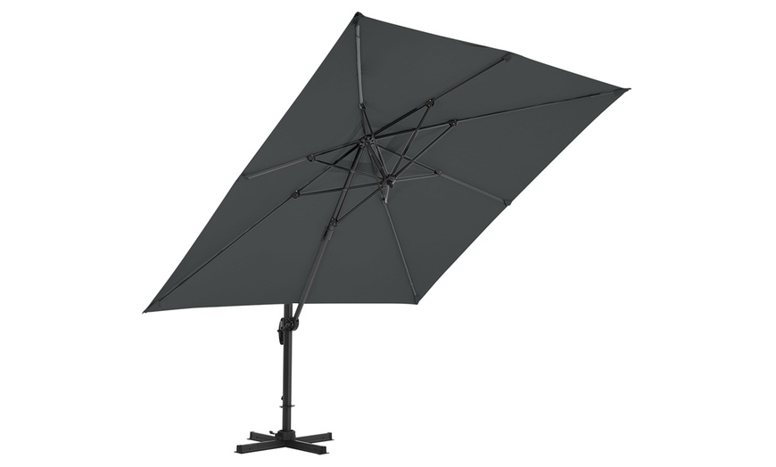 Image 2: Rotatable Square Cantilever Umbrella with Fillable Base