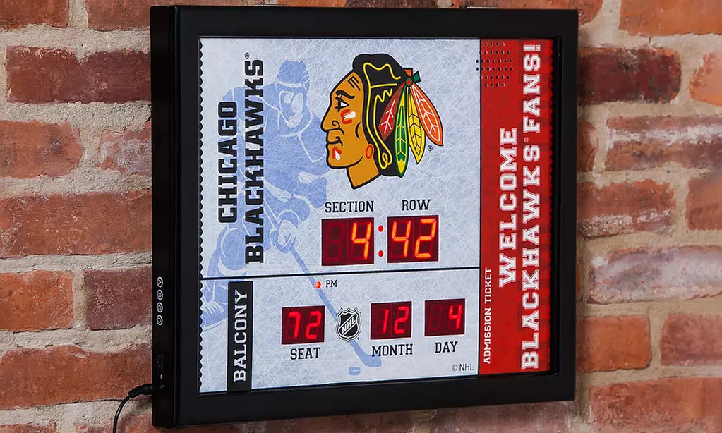 NHL Bluetooth Ticket Stub Scoreboard Wall Clock with Speakers - Primary Image