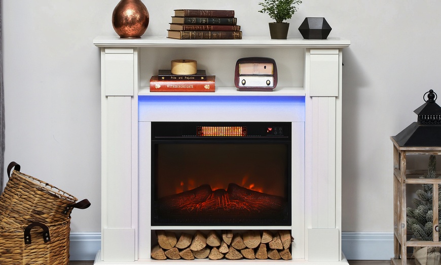 Image 5: HomCom 1800W Inset Electric Fireplace with RGB LED Lights