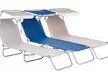 Klappbare Sonnenliege mit integriertem Sonnenschutz in Beige, Blau oder Grau - Second Medium