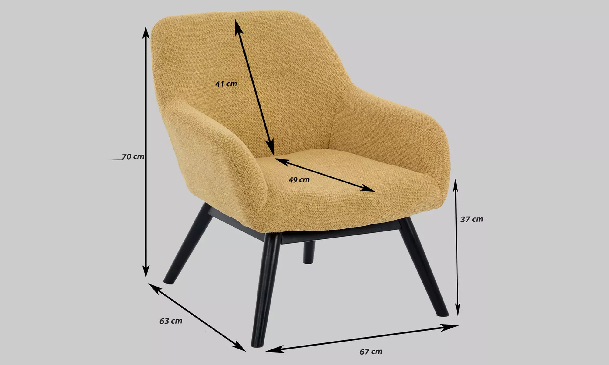 Poltrona scandinava con gambe in legno massello Doosense