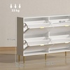 Image 9: HomCom Narrow Shoe Cabinet with Four Flip Drawers