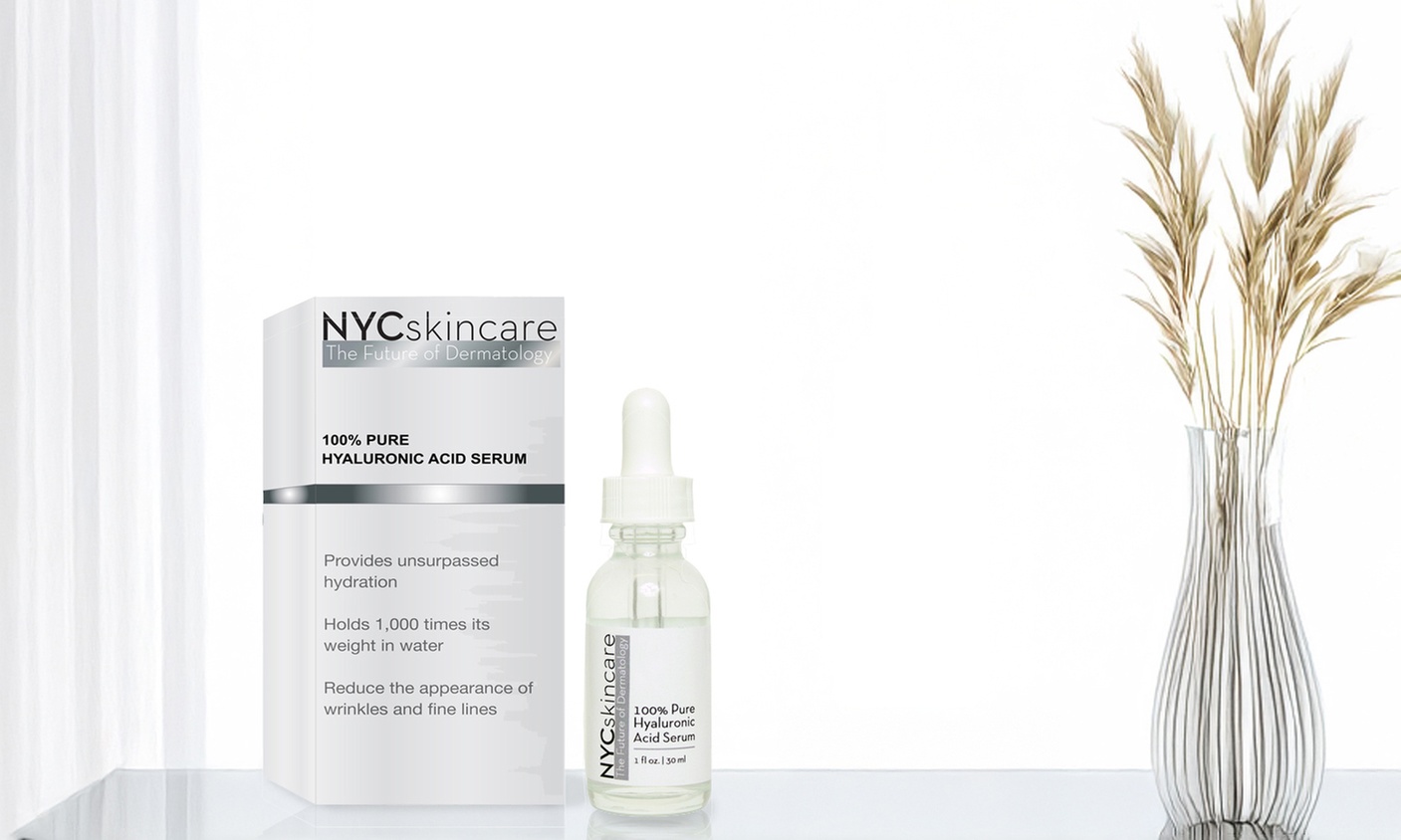 NYCskincare Pure 100% Hyaluronic Acid Serum 1oz (1 pack or 2 pack)