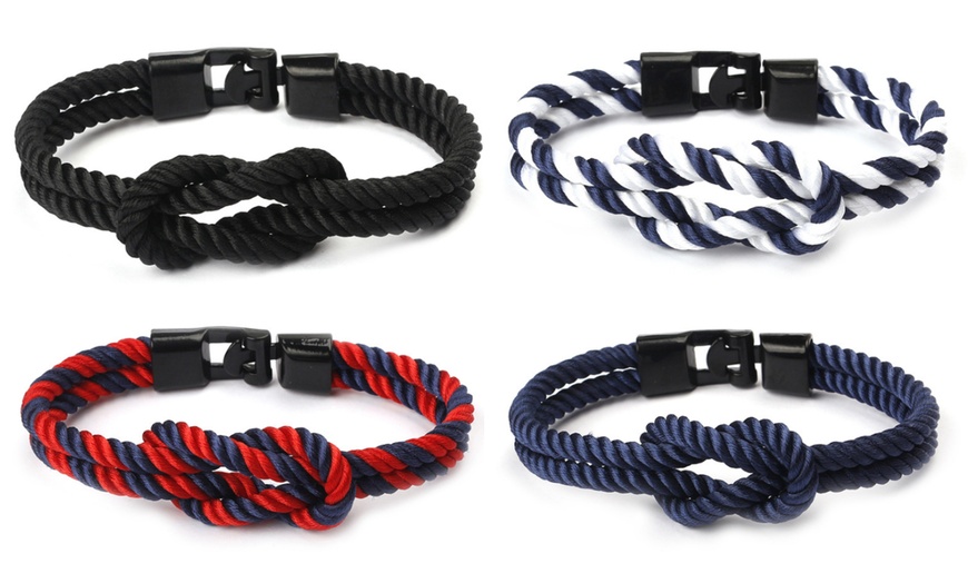 Image 1: Men's Nautical Rope Bracelet