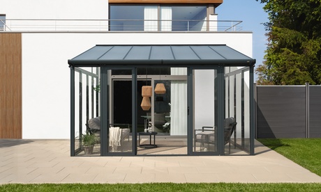Home Deluxe Home Deluxe Wintergarten mit Schiebetüren AMARIS - 428 x 300 cm Anthrazit