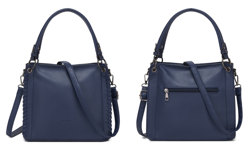 Image 20: Miss Lulu Women PU Leather Crossbody Handbag with Woven Accents