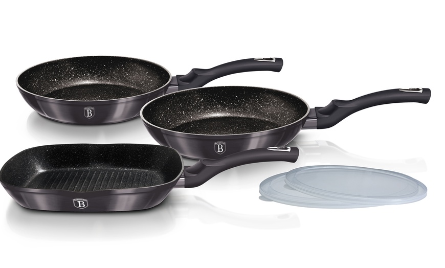 Image 6: Berlinger Haus 5 Pc Frying Pan Set With Grill And Detachable Handles