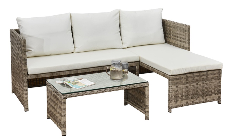 Image 14: Florence 3-Seater L-Shaped Garden Corner Sofa Set with Table