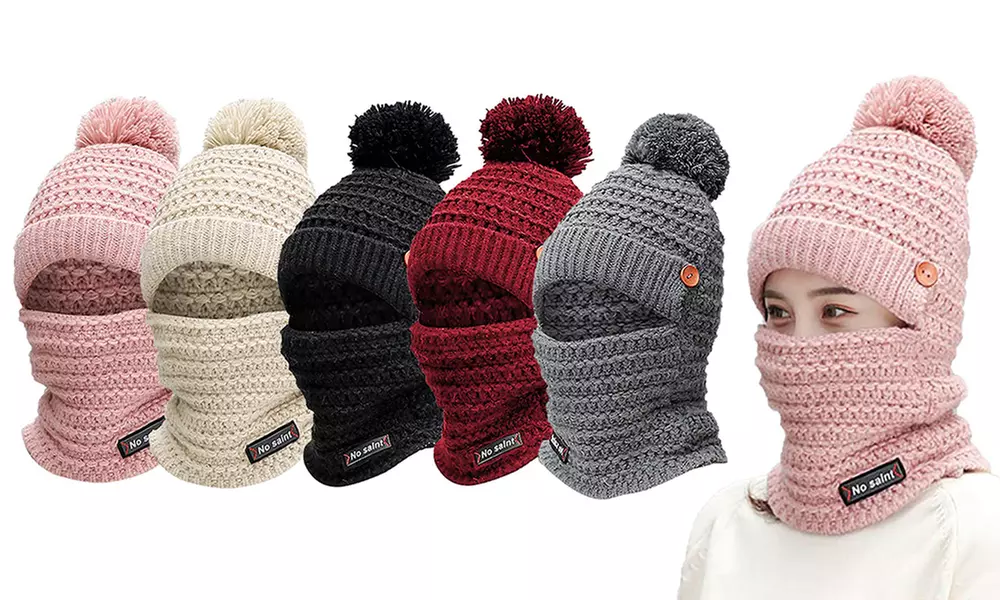 Womens Winter Hat Warm Thick Cap Scarf Knit Ski Beanies