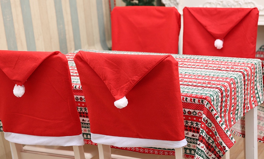 Image 1: 4x oder 8x Weihnachtliche Stuhlhussen