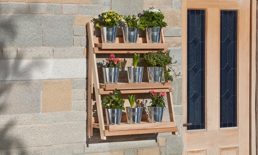 Image 8: Folding Three-Tier Plant Stand