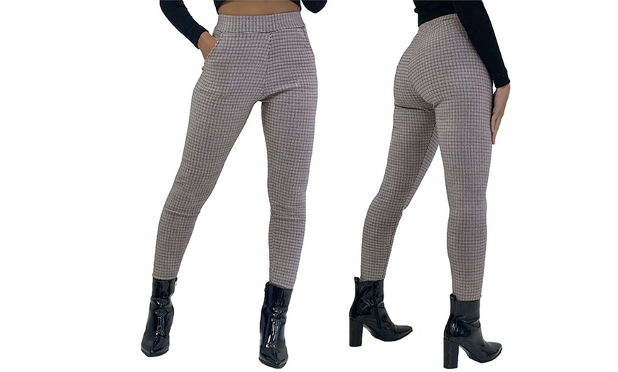 Image 8: Women's Smart Check Print Stretch Trousers