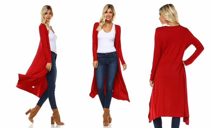 Isaac Liev Extra Long Lightweight Flyaway Cardigan Duster Groupon