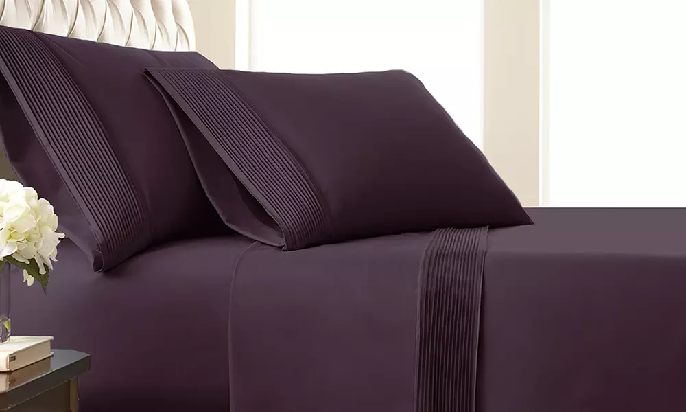 Premium Collection Double Brushed Extra Deep Pocket Pleated Sheet Set